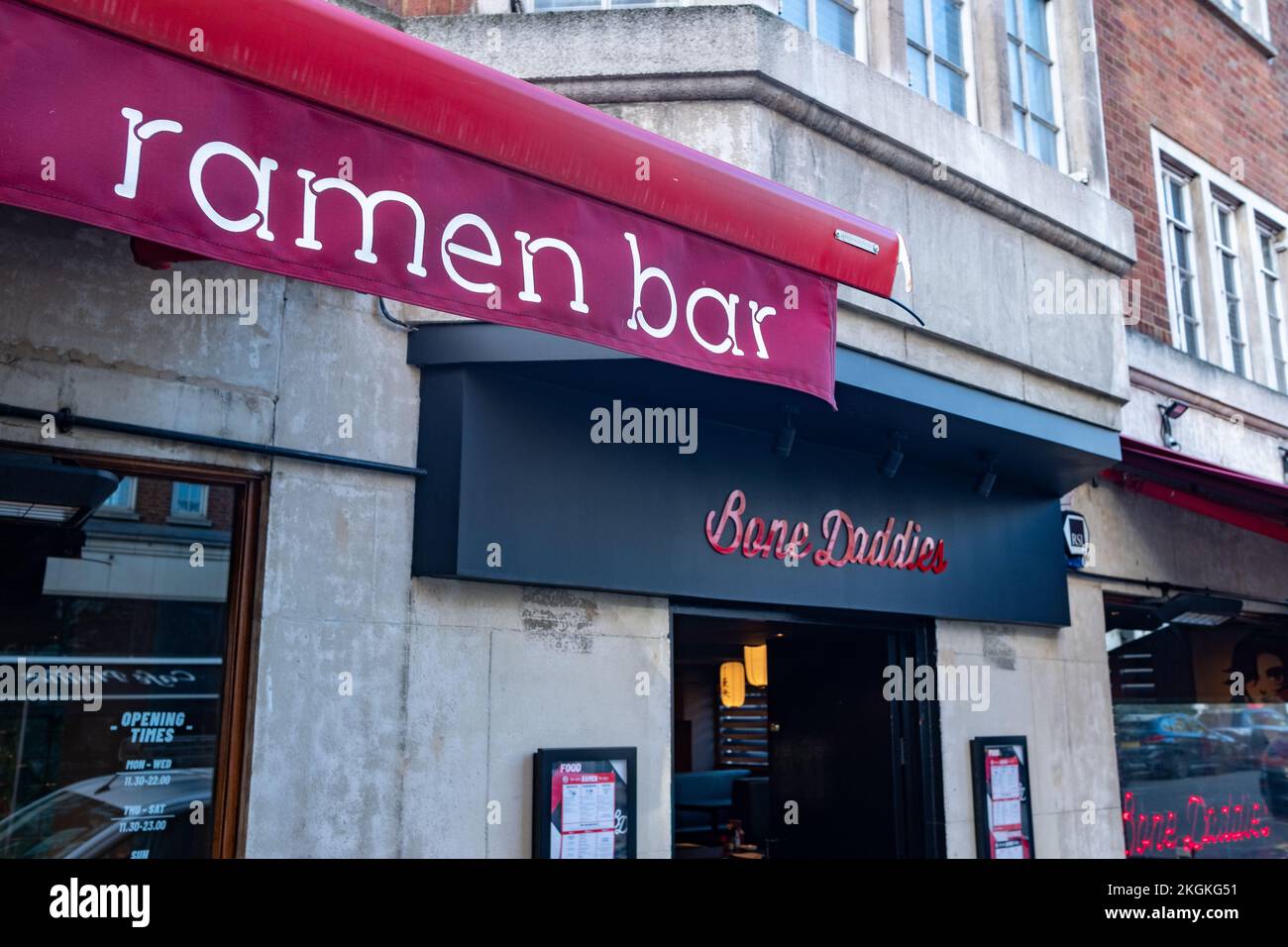 London November 2022 Bone Daddies ramen bar, Japanese restaurant