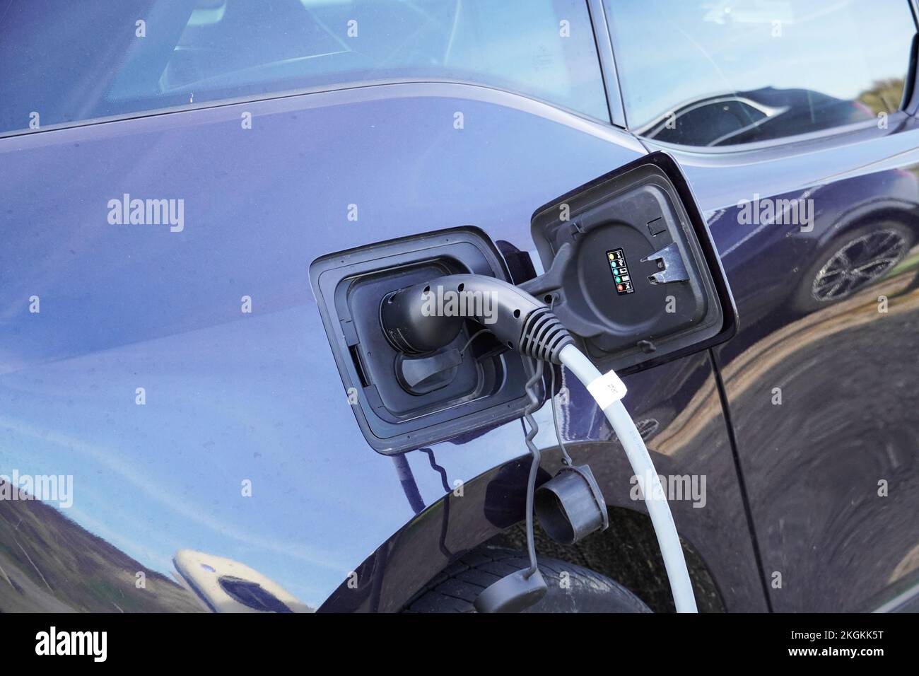 Charging station for electric cars. Charging the electric vehicle at a