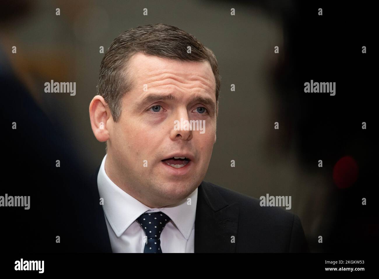 Edinburgh, Scotland, UK. 23rd Nov, 2022. PICTURED: Douglas Ross MP MSP, Leader of the Scottish Conservative and Unionist Party. Pro Union Scottish Party Leaders give their opinions during an interview after the news which broke earlier today the Supreme Court ruling on the legality of the Scottish Parliament not having powers to call a second independence referendum. Credit: Colin D Fisher Credit: Colin Fisher/Alamy Live News Stock Photo