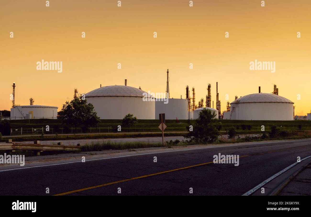 Petrochemical storage tanks at a processing facility Stock Photo Alamy
