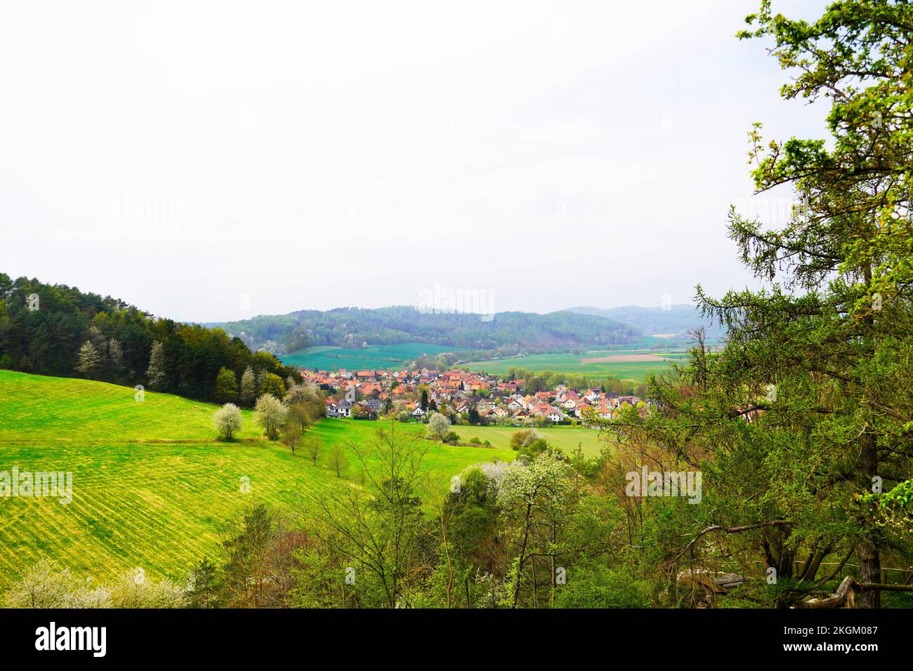 Panoramic view of the countryside in Thuringia, Germany. Stock Photo