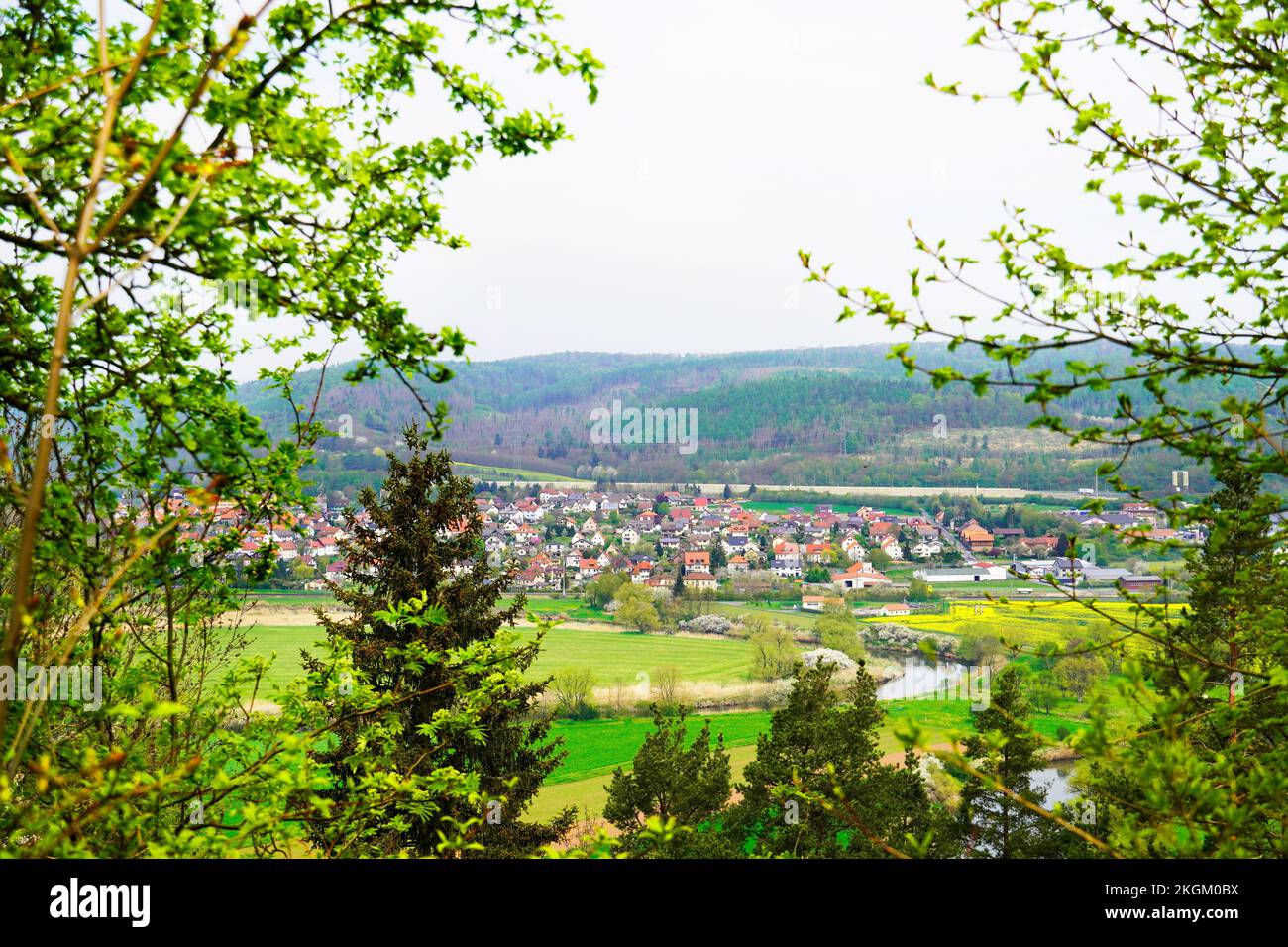 Panoramic view of the countryside in Thuringia, Germany. Stock Photo