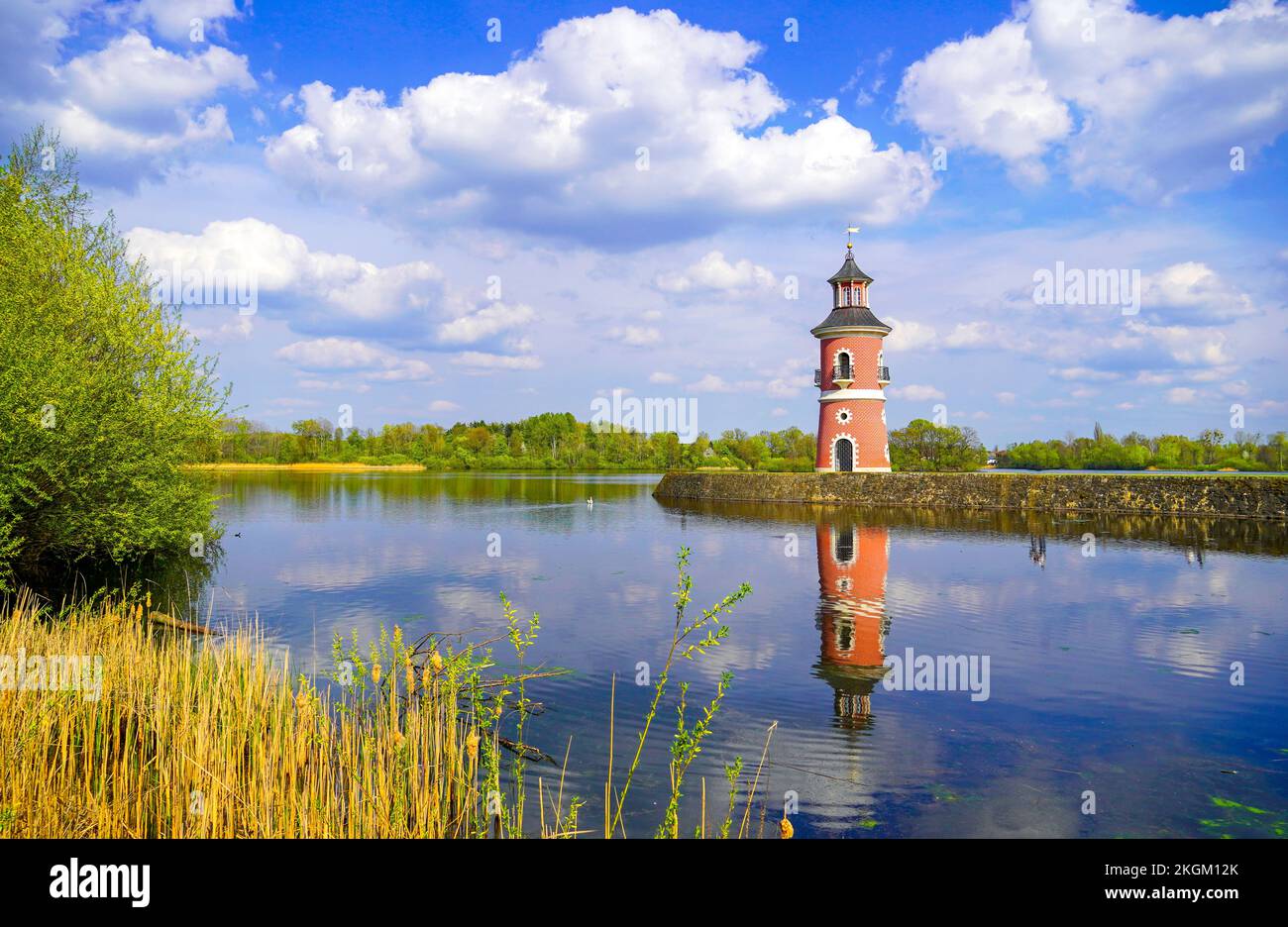 Old historic lighthouse in Moritzburg. Inner lighthouse in Saxony. Stock Photo