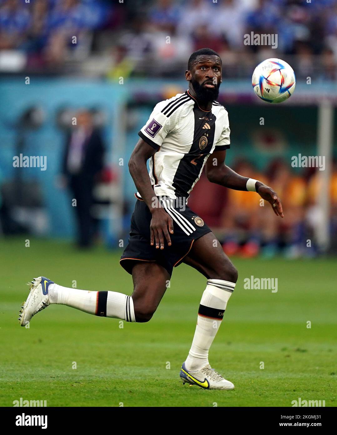 Germany's Antonio Rudiger during the FIFA World Cup Group E match at the Khalifa International Stadium, Doha. Picture date: Wednesday November 23, 2022. Stock Photo