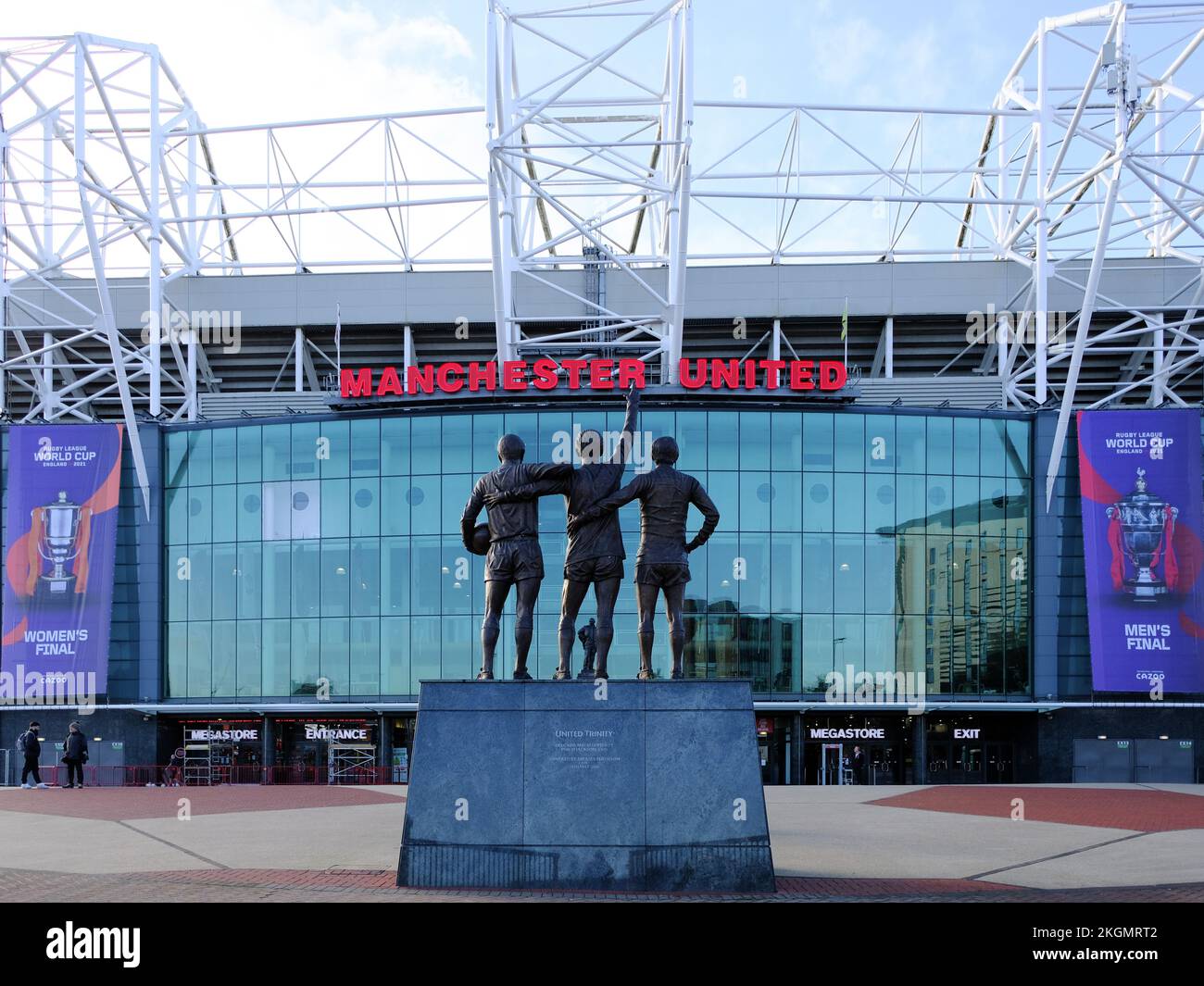 Trinity Statue of Best, Bobby Charlton, and Denis Law outside of