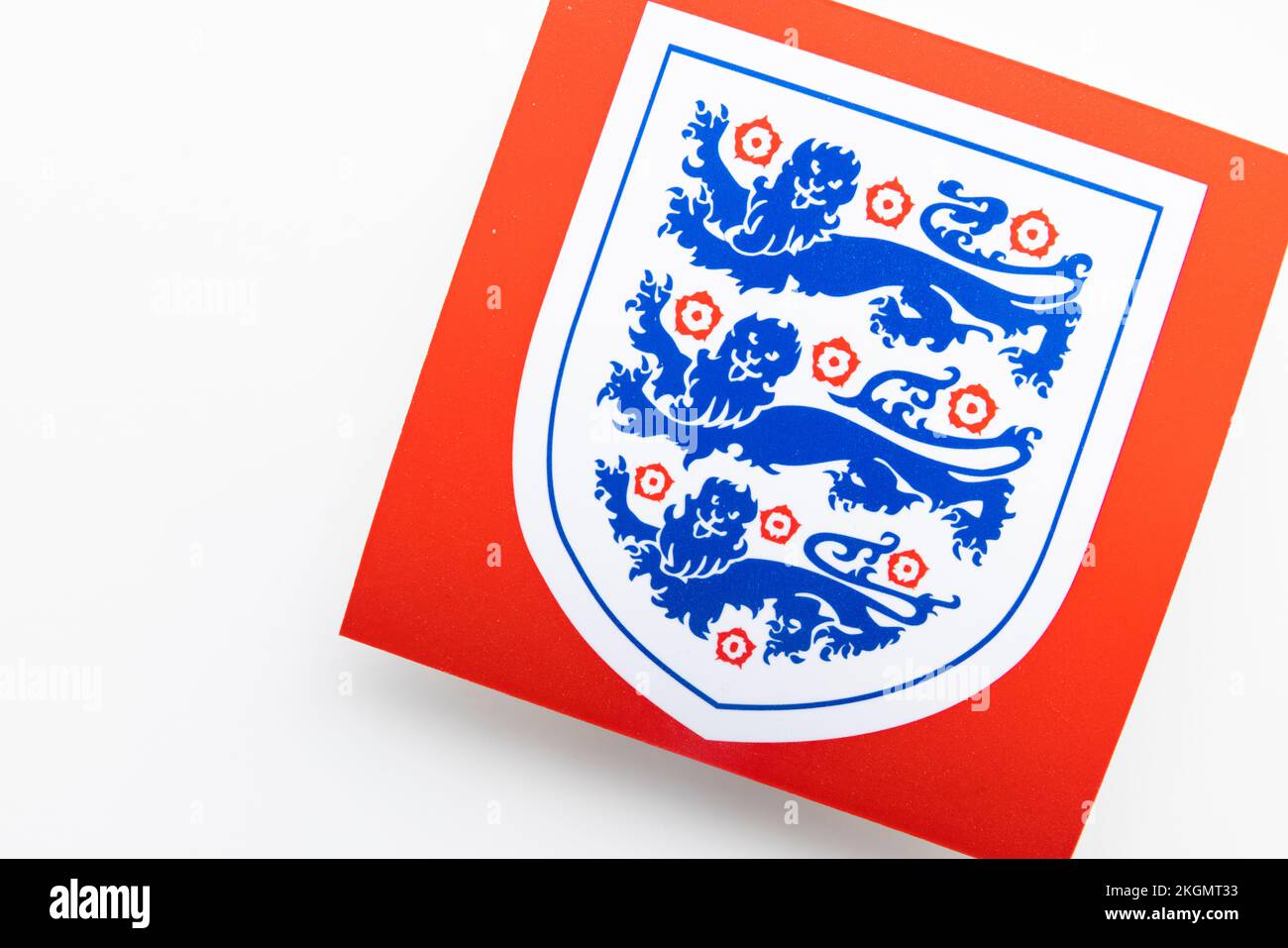 LONDON, UK December 2022 England football logo Three lions national