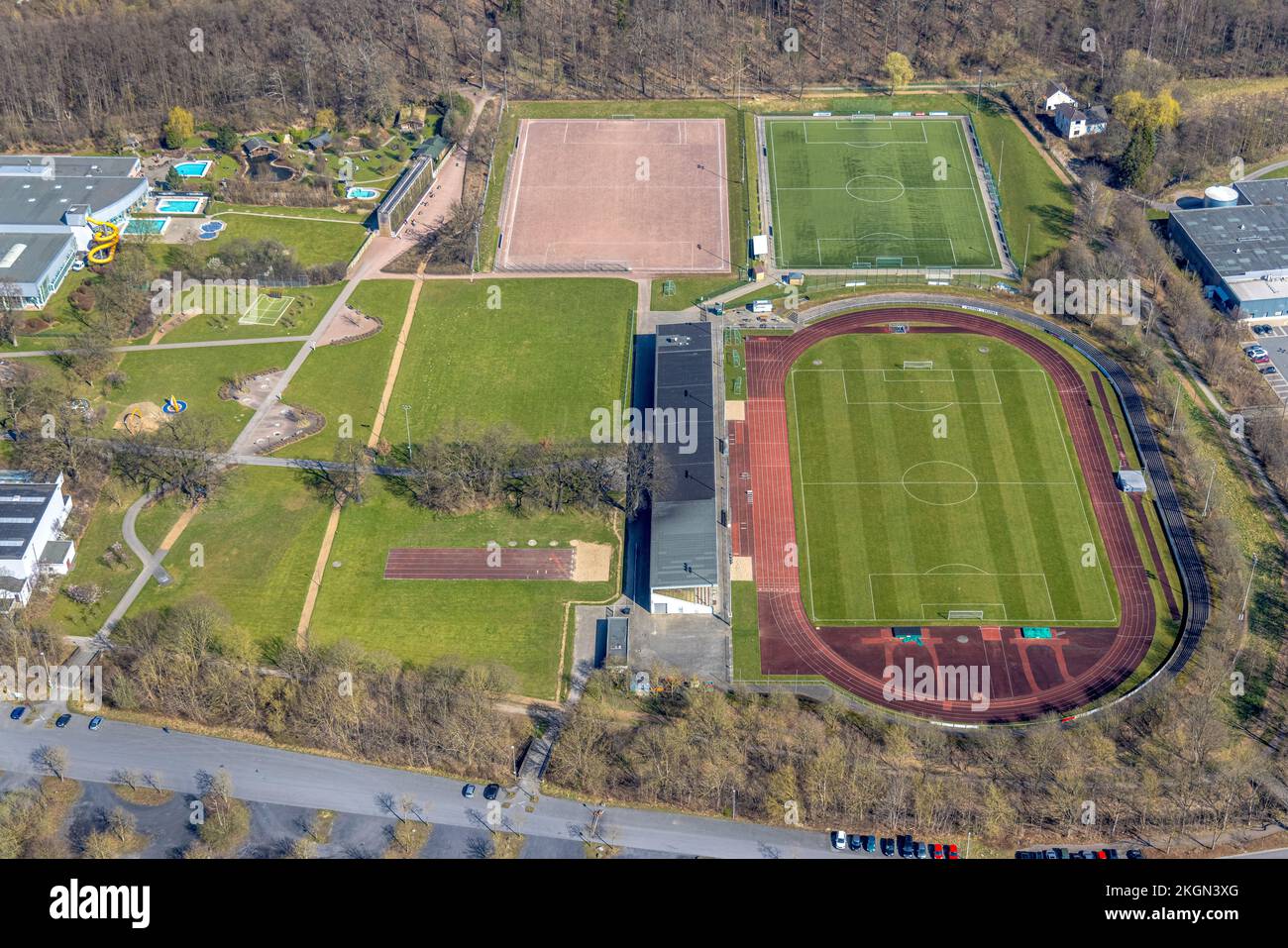 Aerial view, sports center Große Wiese with soccer stadium Große Wiese