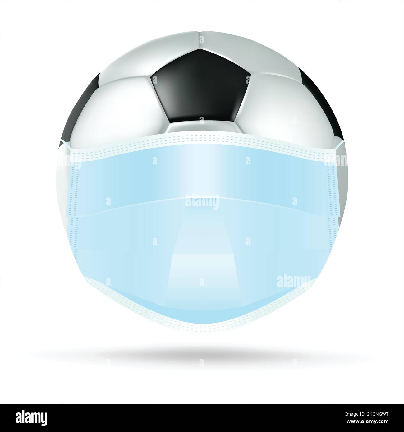 football wearing a face mask for protection from the COVID19 virus, Sokar ball wearing a