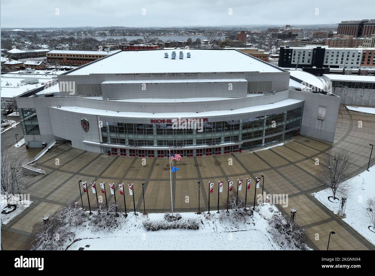 A general overall aerial view of the Kohl Center, Wednesday, Nov. 22