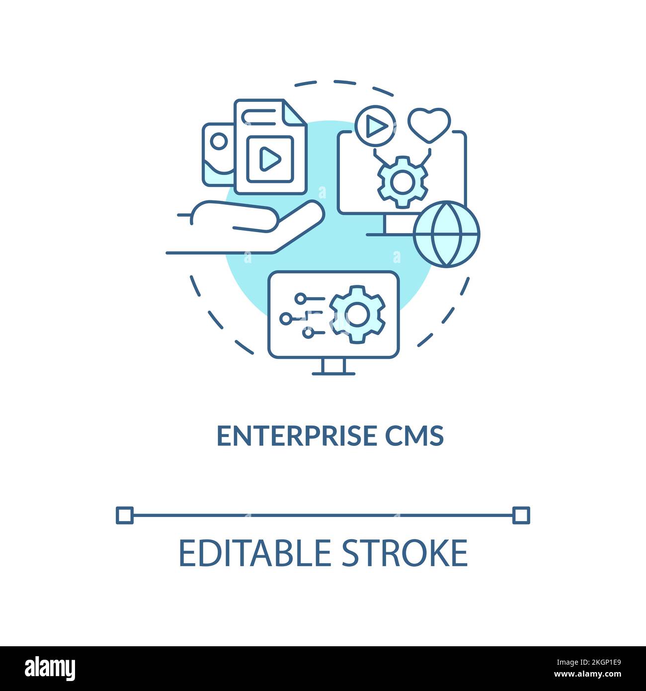 Enterprise CMS turquoise concept icon Stock Vector