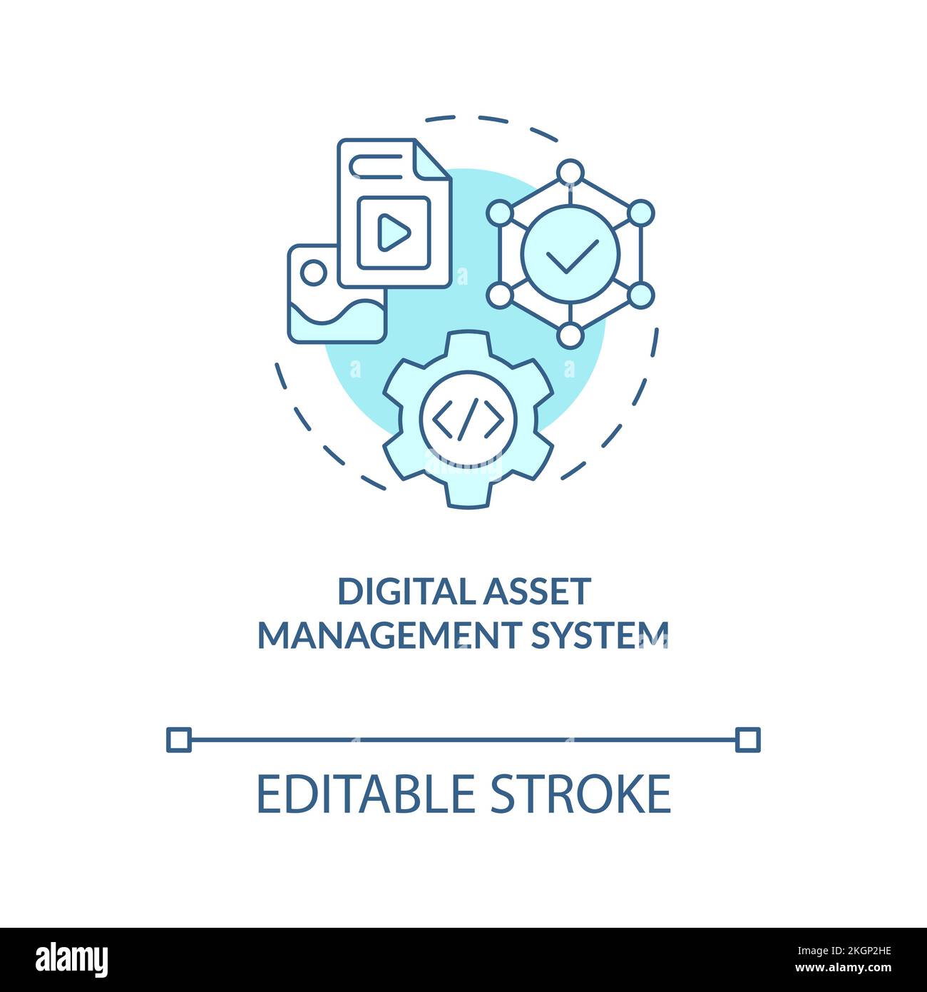 Digital asset management system turquoise concept icon Stock Vector