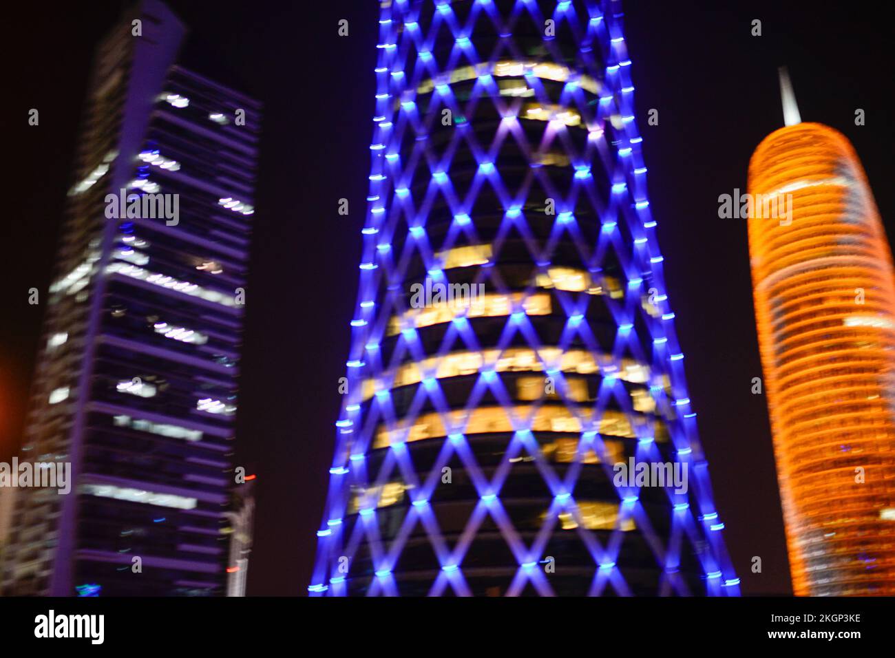 QATAR, Doha, skyscraper east bay, blurred  / KATAR, Doha, Wolkenkratzer der Eastbay, verwischt Stock Photo
