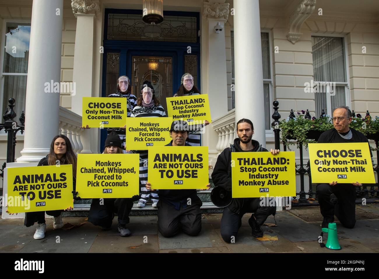 London, UK. 23rd November, 2022. PETA supporters, some of whom dressed ...