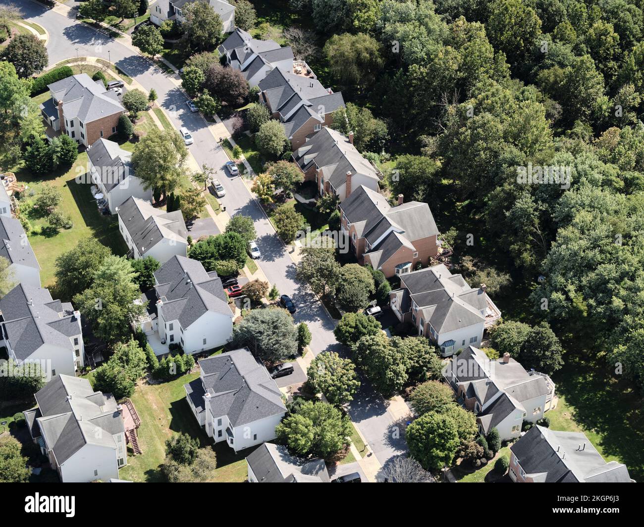 USA, Virginia, Leesburg, Aerial view of suburban houses Stock Photo