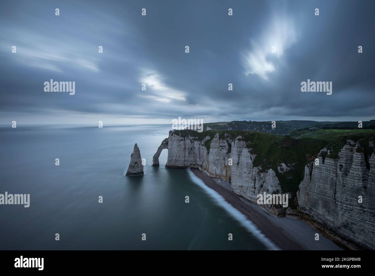 France, Normandy, Etretat, Falaise dAval cliffs and Aiguille dEtretat ...