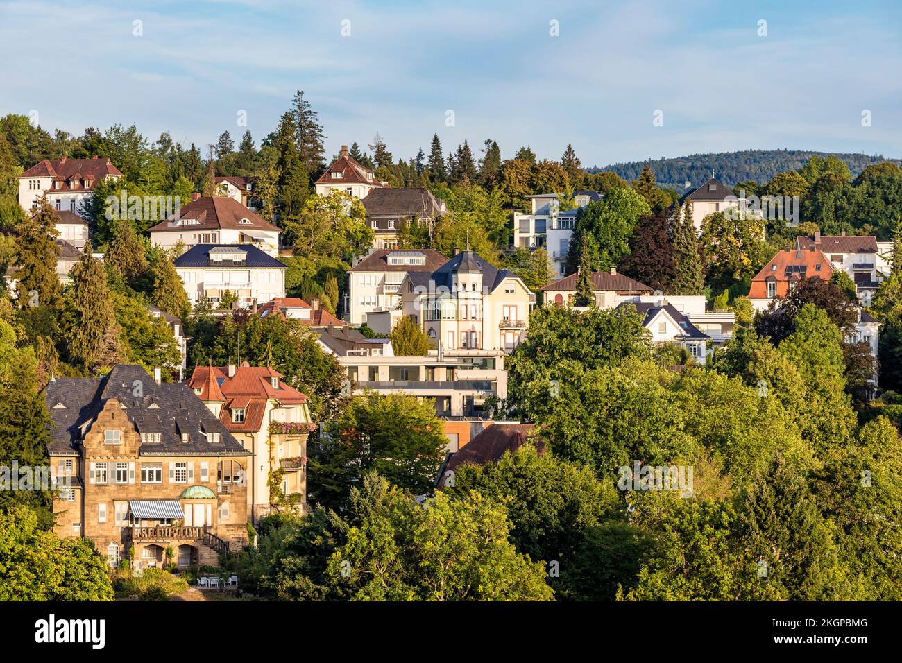 Germany, BadenWurttemberg, BadenBaden, Houses and villas of hillside