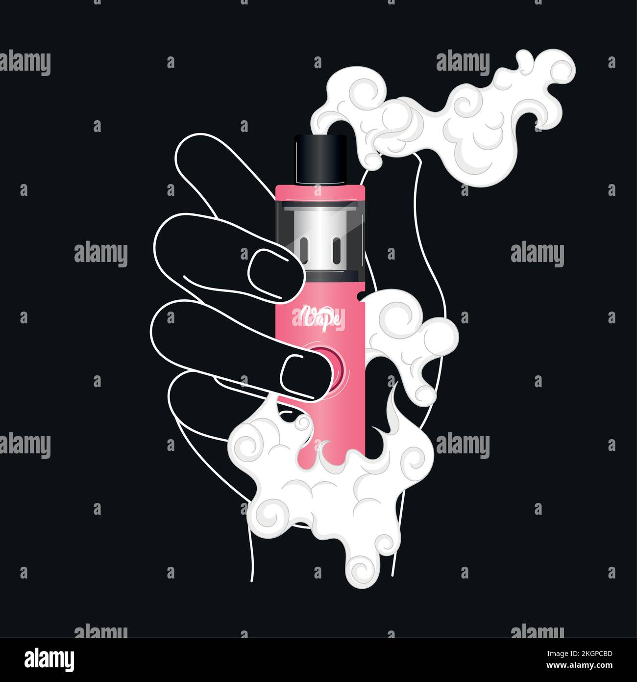Hand holding a pink electronic cigarette icon Vector Stock Vector