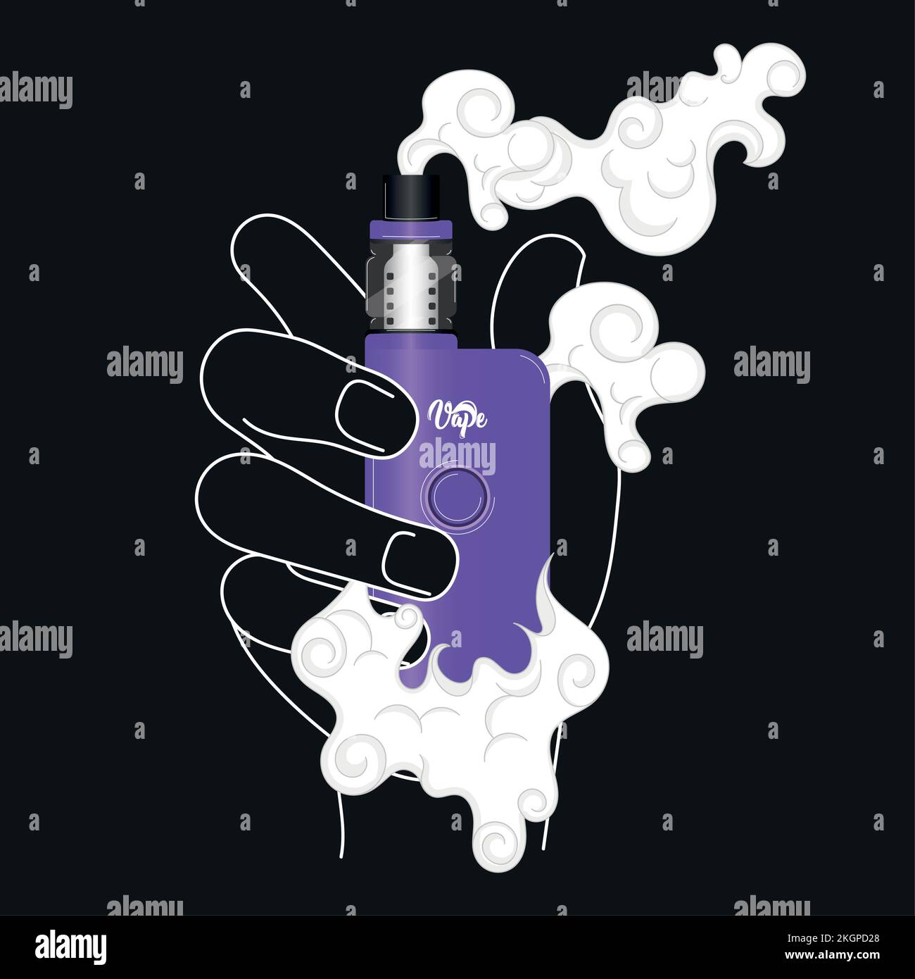 Hand holding a purple electronic cigarette icon Vector Stock Vector