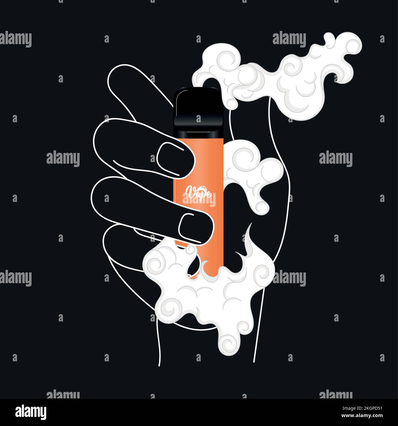 Hand holding an orange electronic cigarette icon Vector Stock Vector