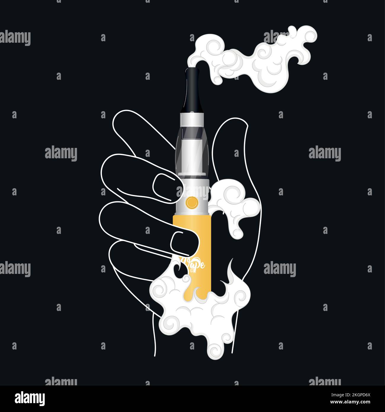 Hand holding a yellow electronic cigarette icon Vector Stock Vector