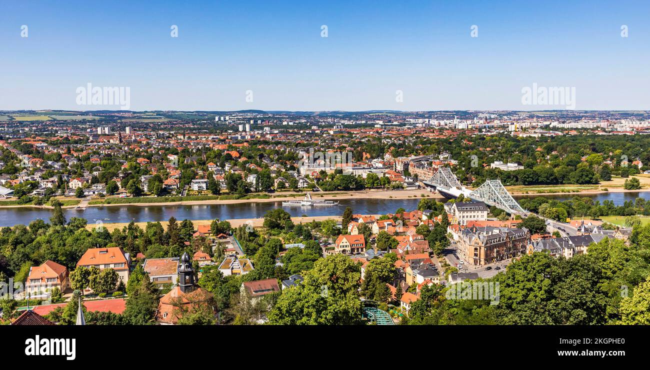 Germany, Saxony, Dresden, Panoramic view of Loschwitz borough Stock Photo