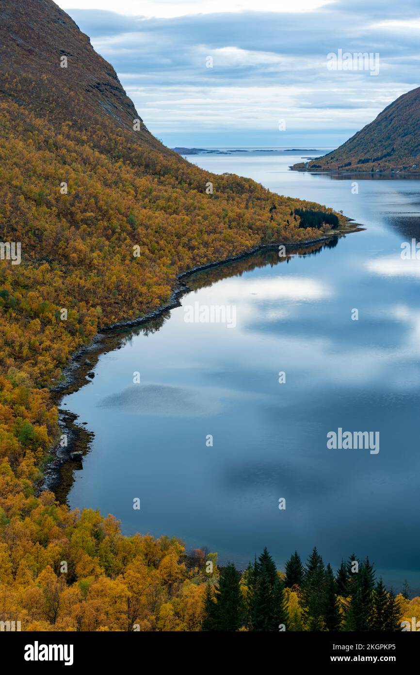 Tranquil scene of fjord amidst mountain Stock Photo
