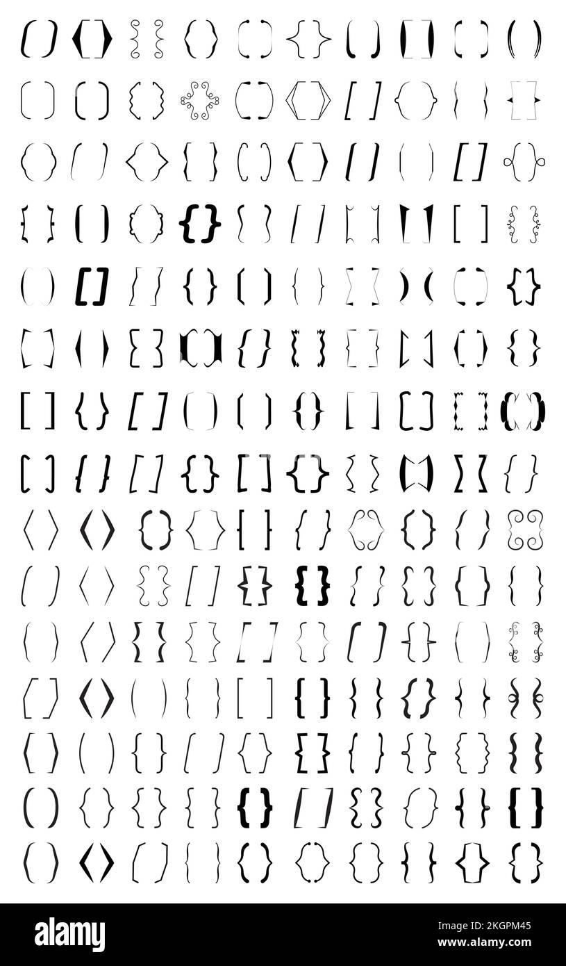 Curly brace set vector. Text brackets collection for messages, quotas