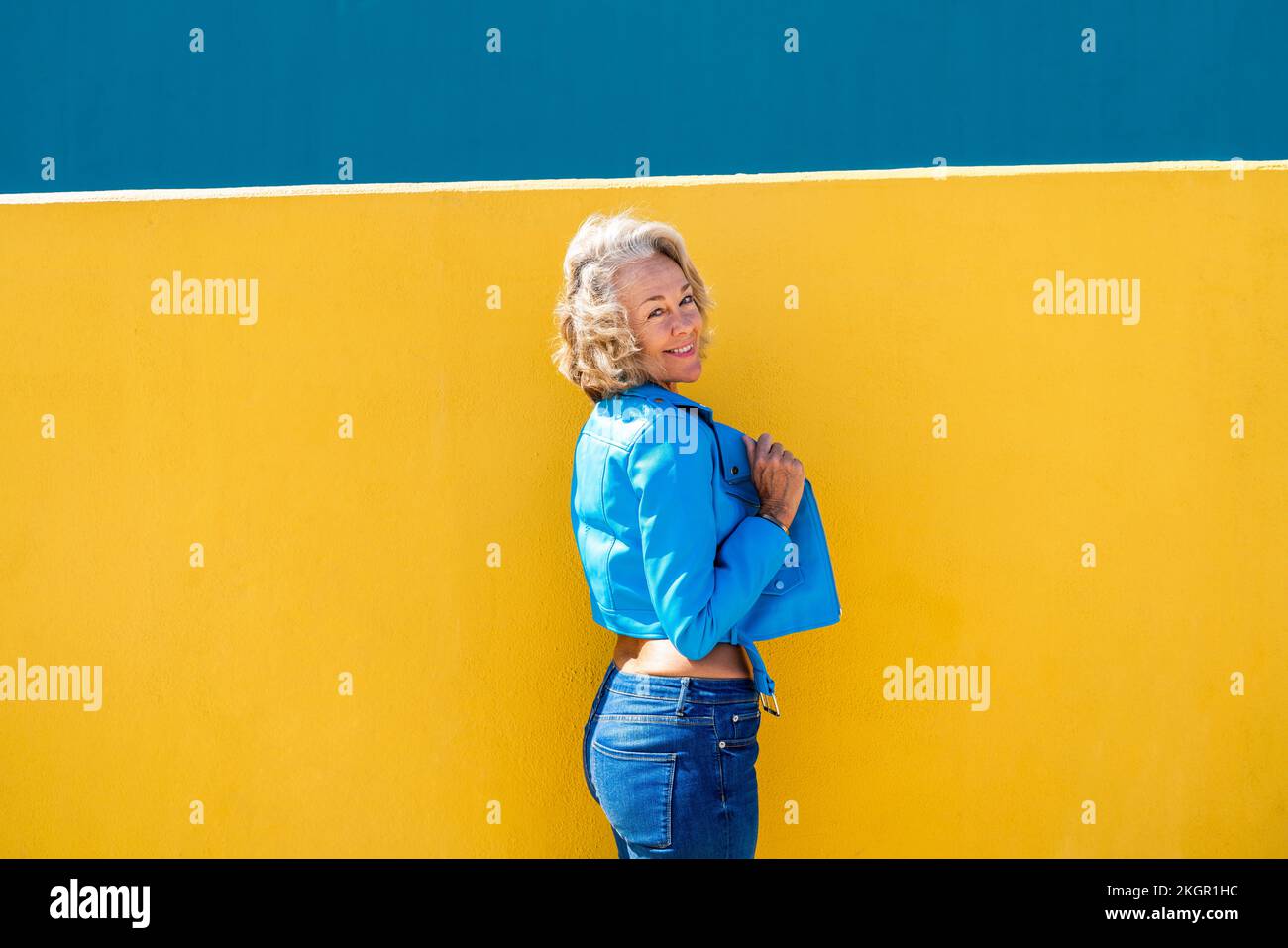 Blue leather jacket hi-res stock photography and images - Alamy