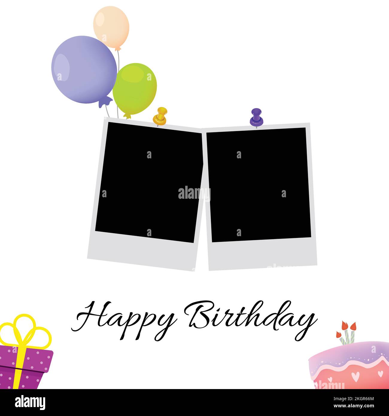 Happy Birthday Photo frame vector illustration on white background