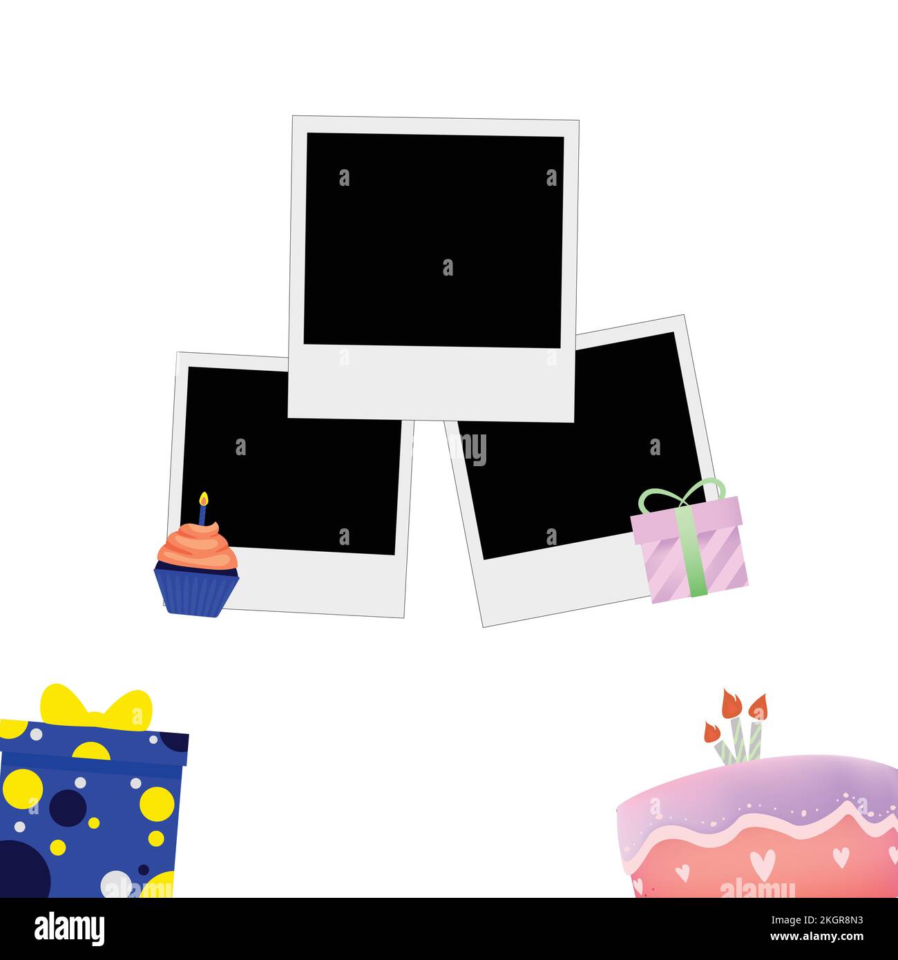 Happy Birthday Photo frame vector illustration on white background