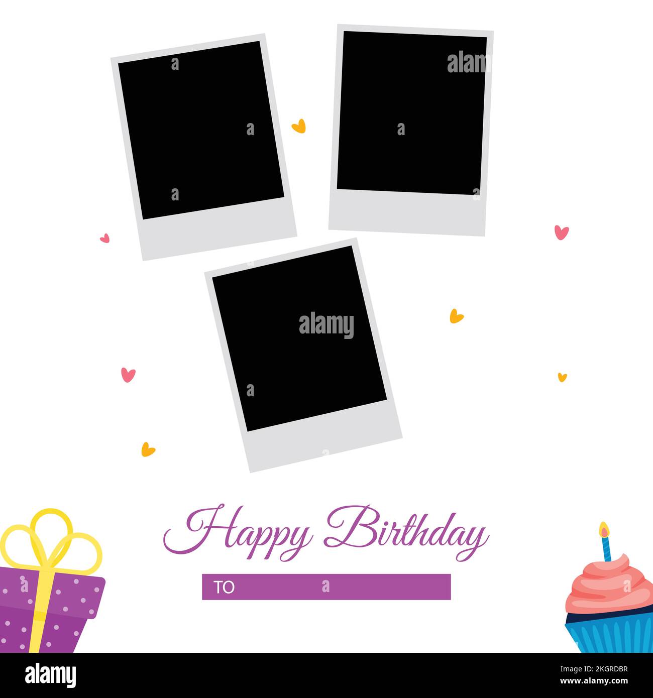 Happy Birthday Photo frame vector illustration on white background