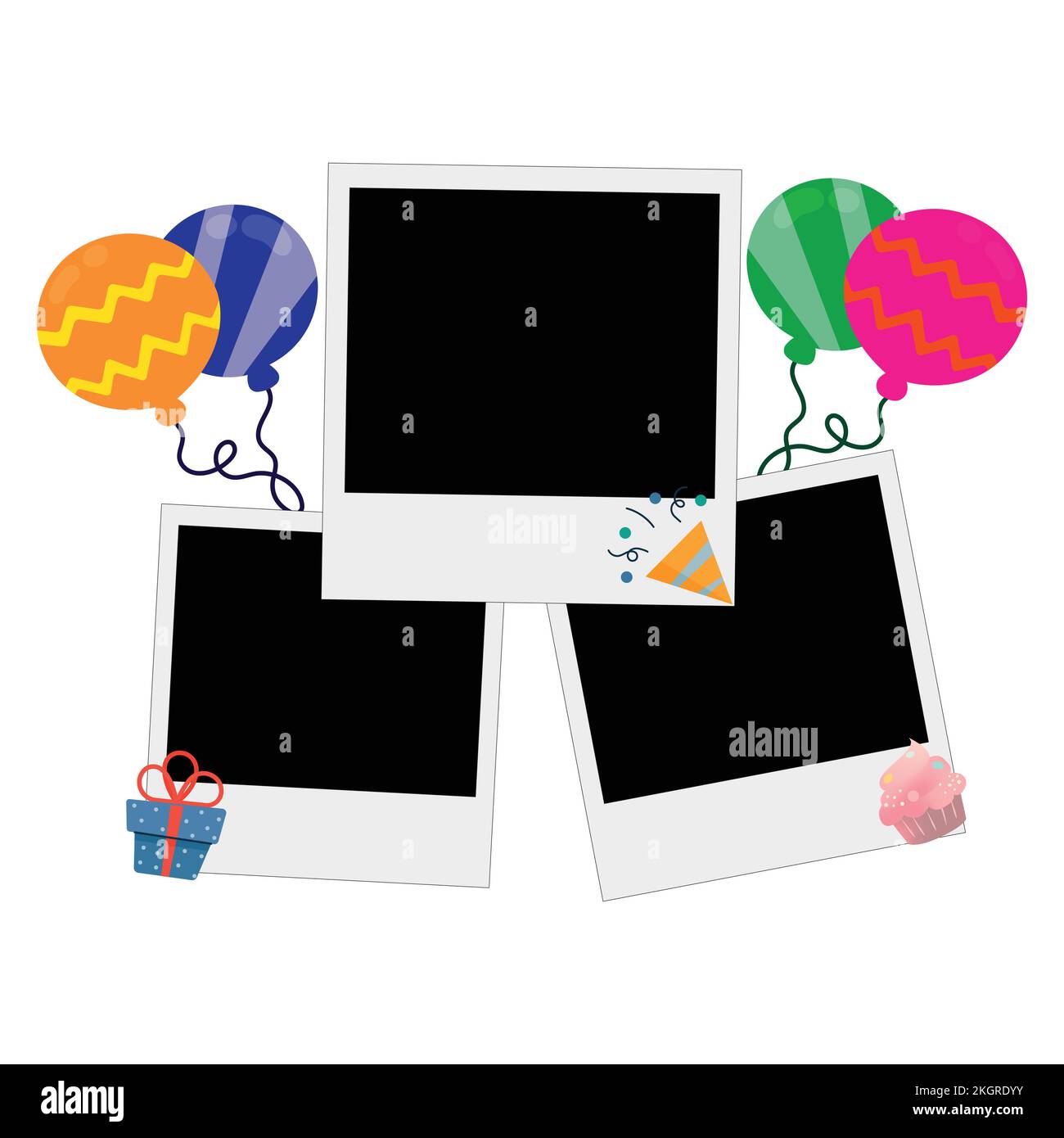 Happy Birthday Photo frame vector illustration on white background