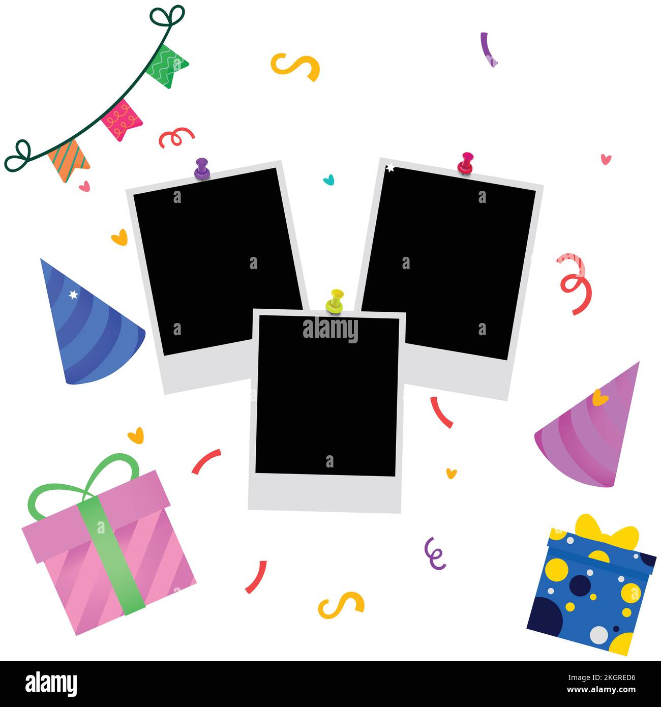 Happy Birthday Photo frame vector illustration, Happy Birthday