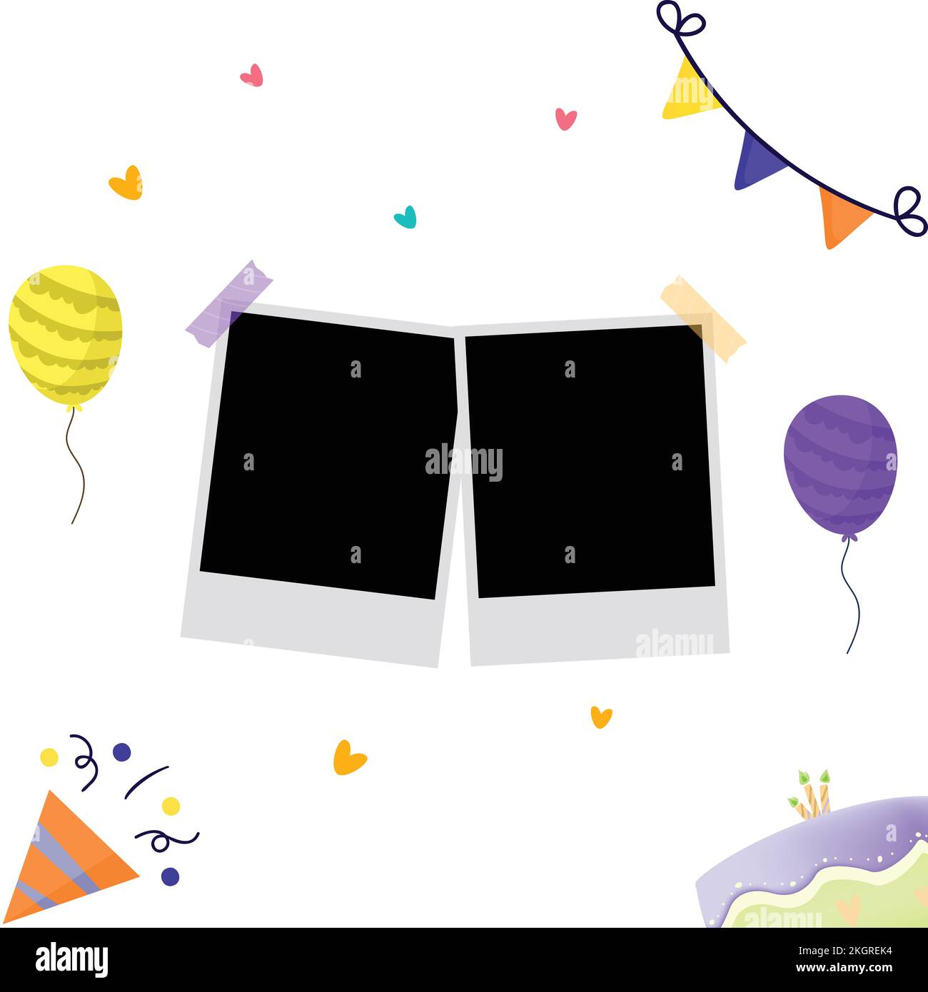 Happy Birthday Photo frame vector illustration on white background