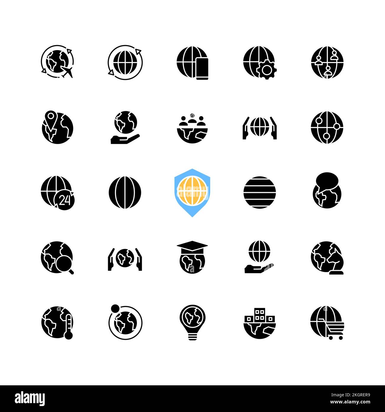Globe black glyph icons set on white space Stock Vector Image & Art - Alamy