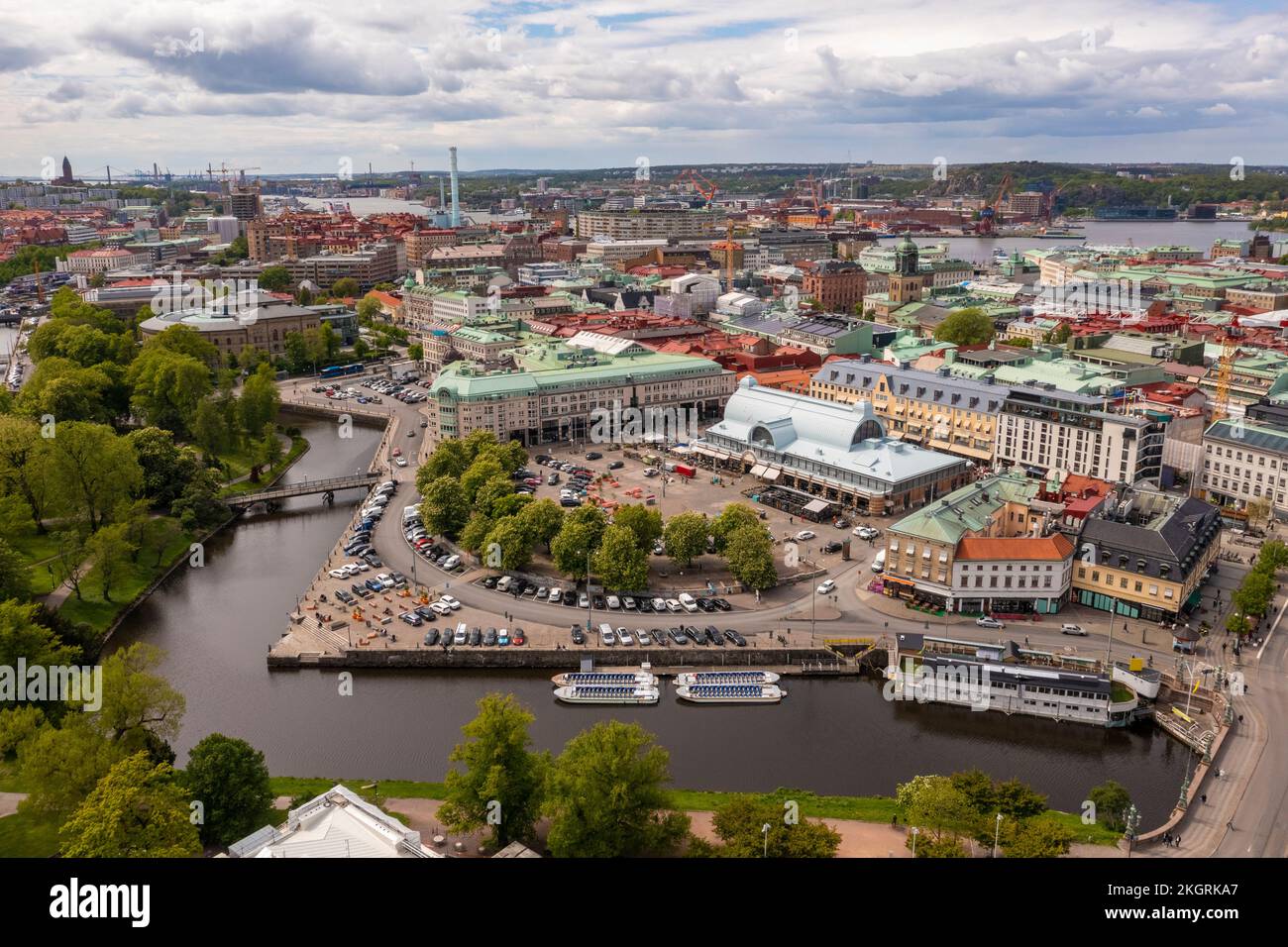 Sweden, Vastra Gotaland County, Gothenburg, Aerial view of city canal