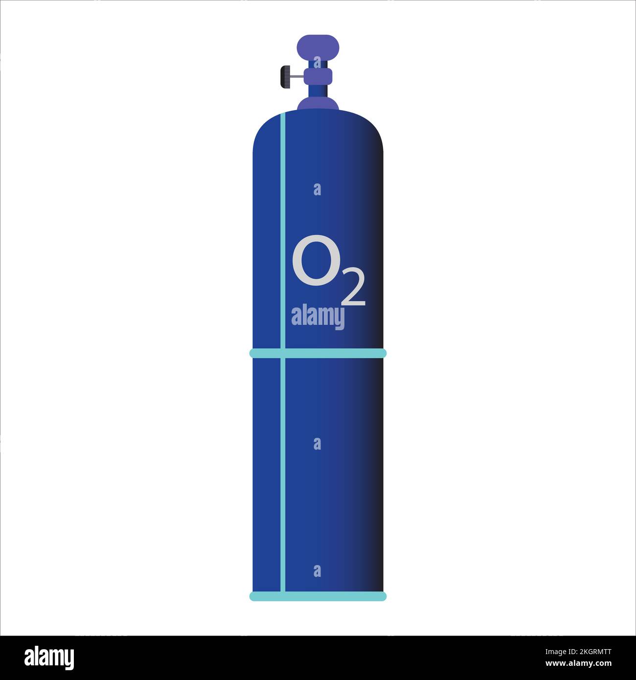 Blue color Oxygen tank medical equipment vector illustration, oxygen