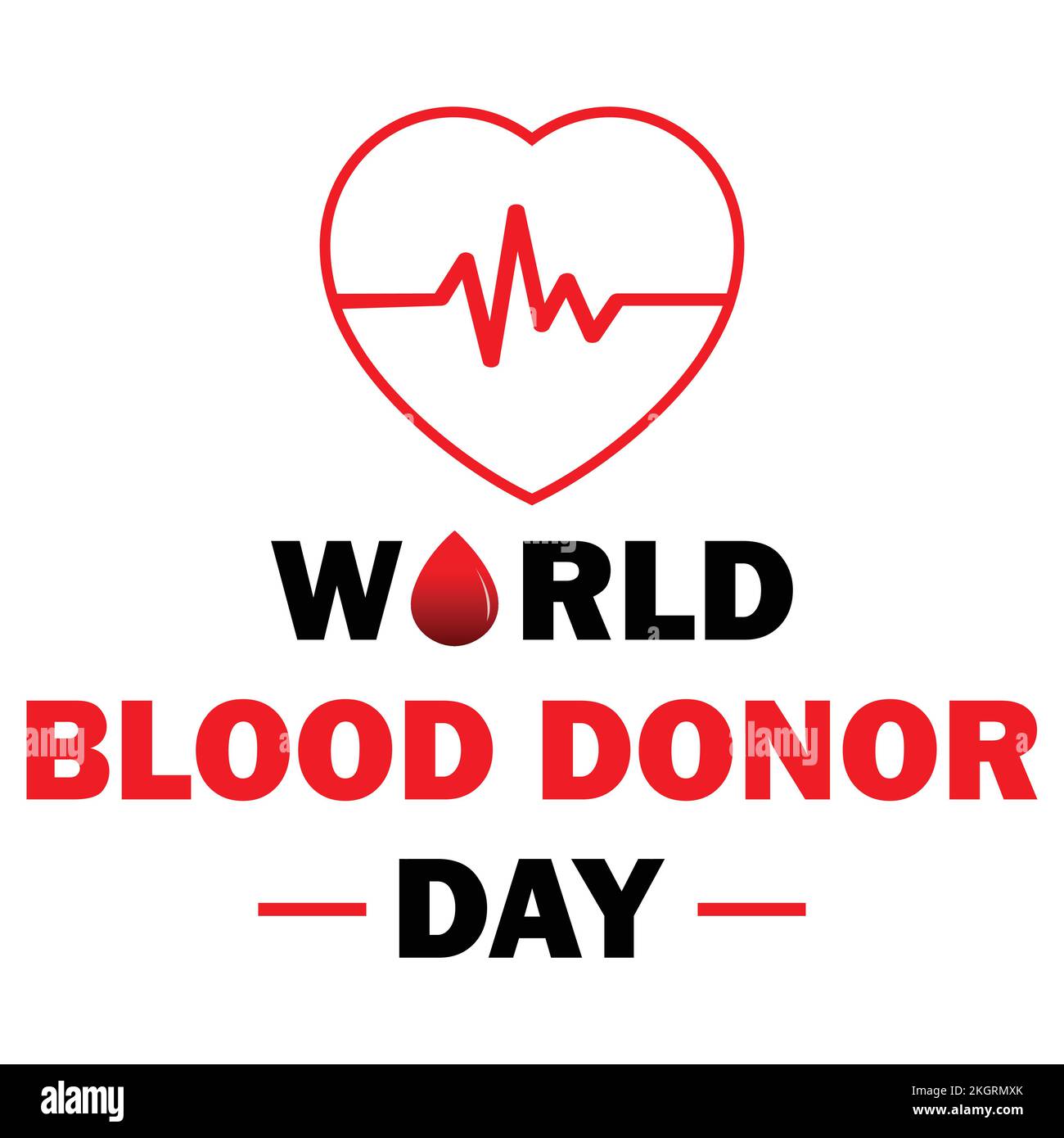 World Blood Donor Day vector illustration with black and red text ...