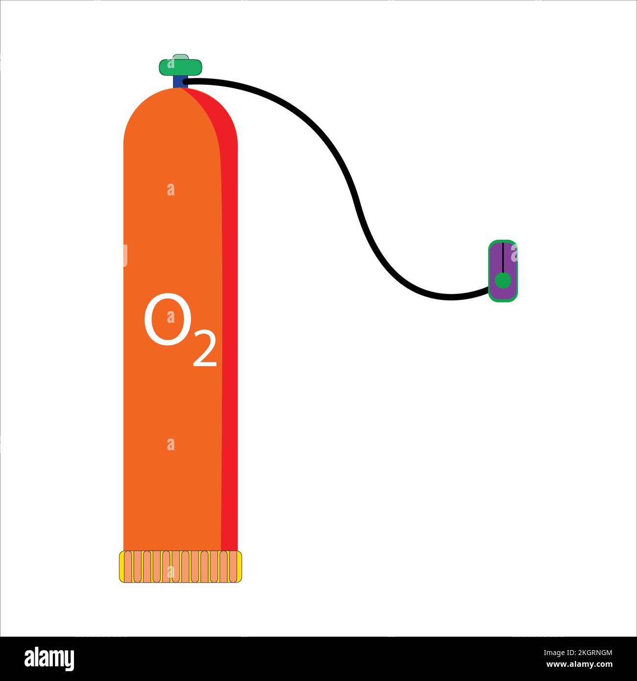 orange color Oxygen tank medical equipment with black gas mask vector 