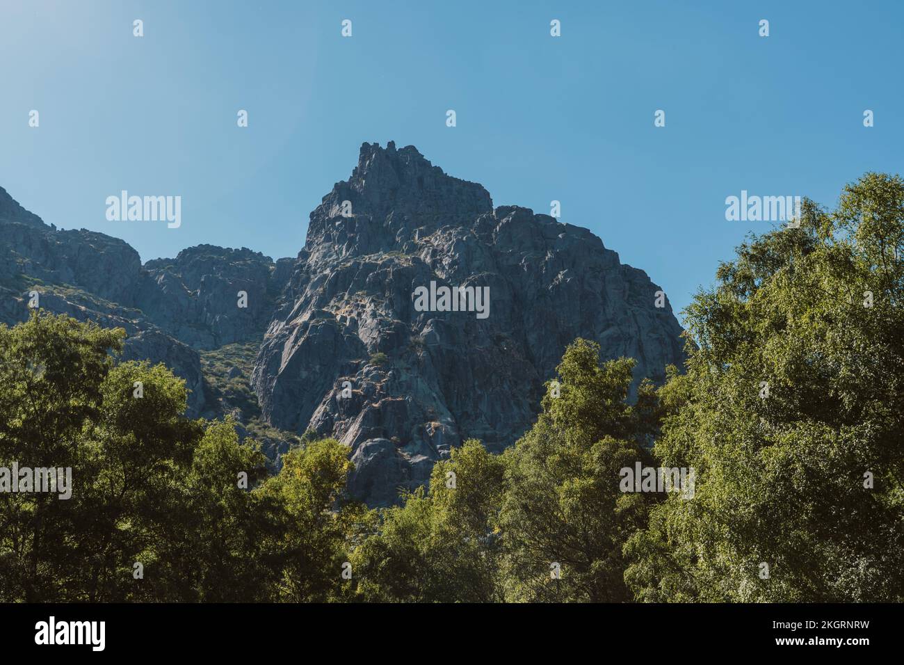 A low-angle of a ridged mountain in Covao d'Ametade national park Stock Photo