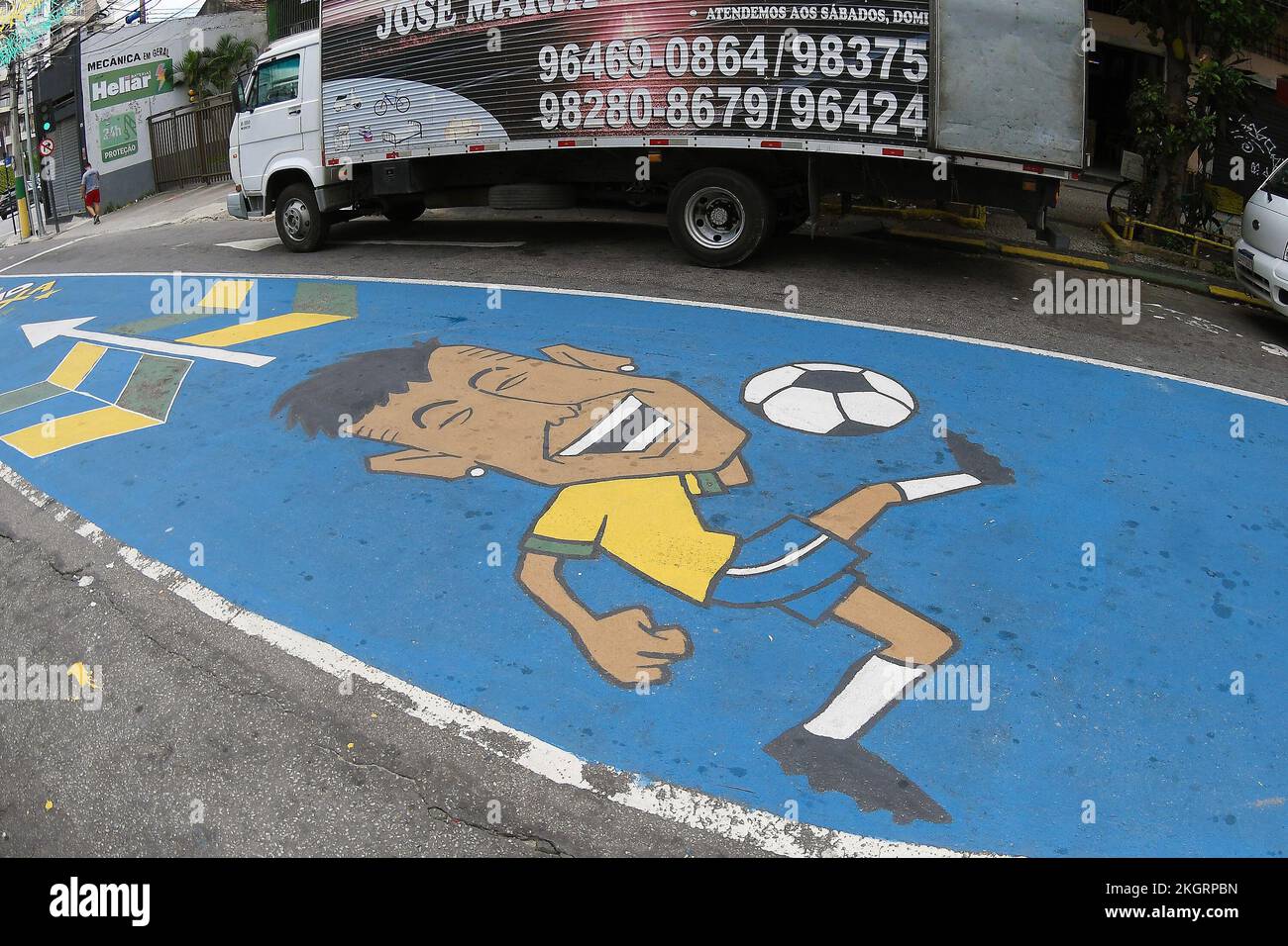 Rio de Janeiro, Brazil,November 23, 2022. Rua Pereira Nunes, painted and decorated by the locals, for the Qatar World Cup 2022 Stock Photo