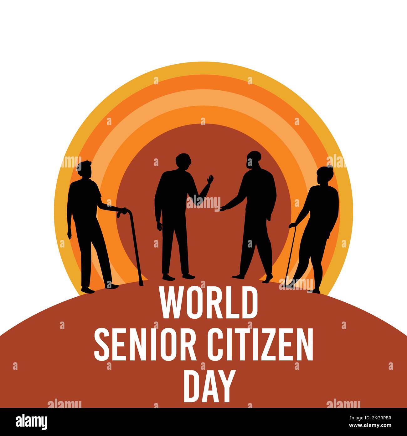 World senior citizen day vector illustration inside Multicolor round shape and text effect, senior citizen day special vector design, multicolor, sun, Stock Vector