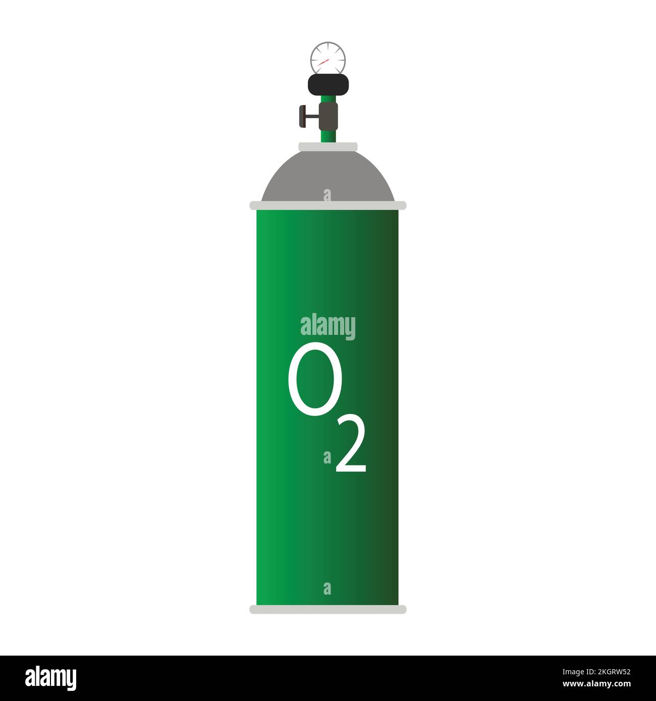 Green Oxygen cylinder vector illustration on white background, oxygen