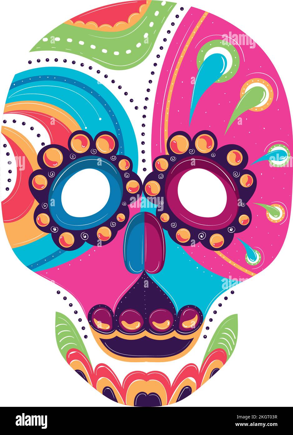 Isolated colored mexican skull sketch icon Vector Stock Vector Image ...