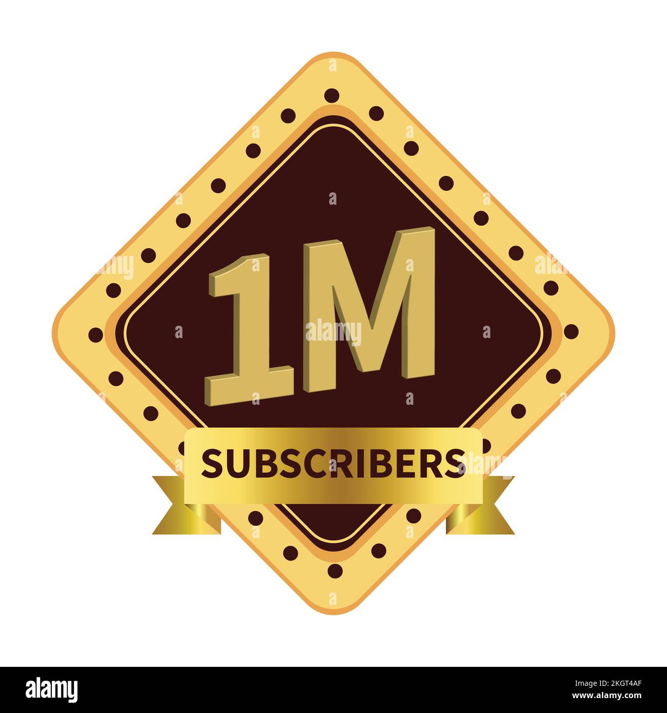 Royal 1 million subscriber celebration badge with golden color ribbon