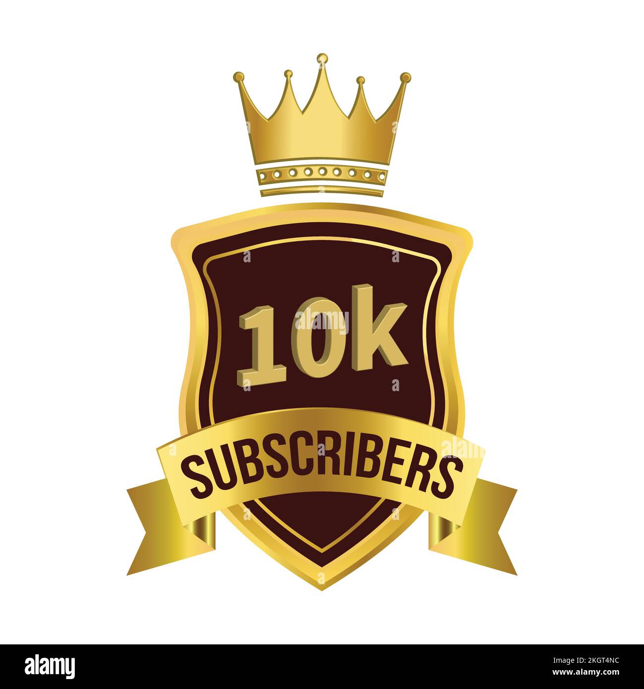 luxury 10k subscriber celebration badge with golden color ribbon and ...