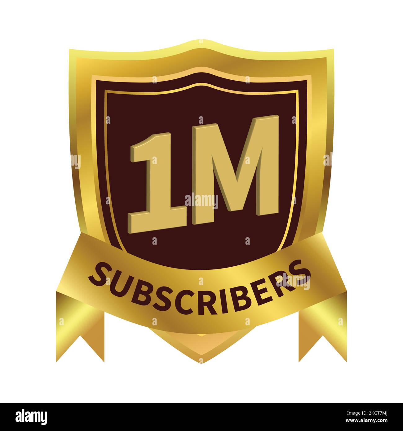 1 million subscriber celebration badges with golden color ribbon and
