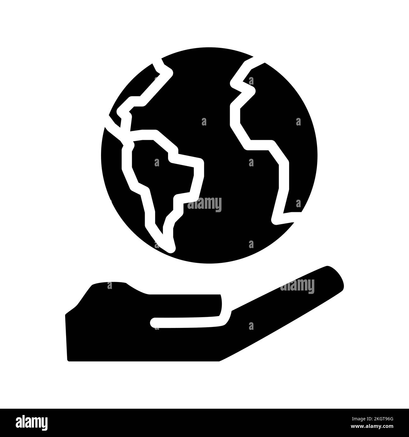 Globe on hand black glyph icon Stock Vector Image & Art - Alamy