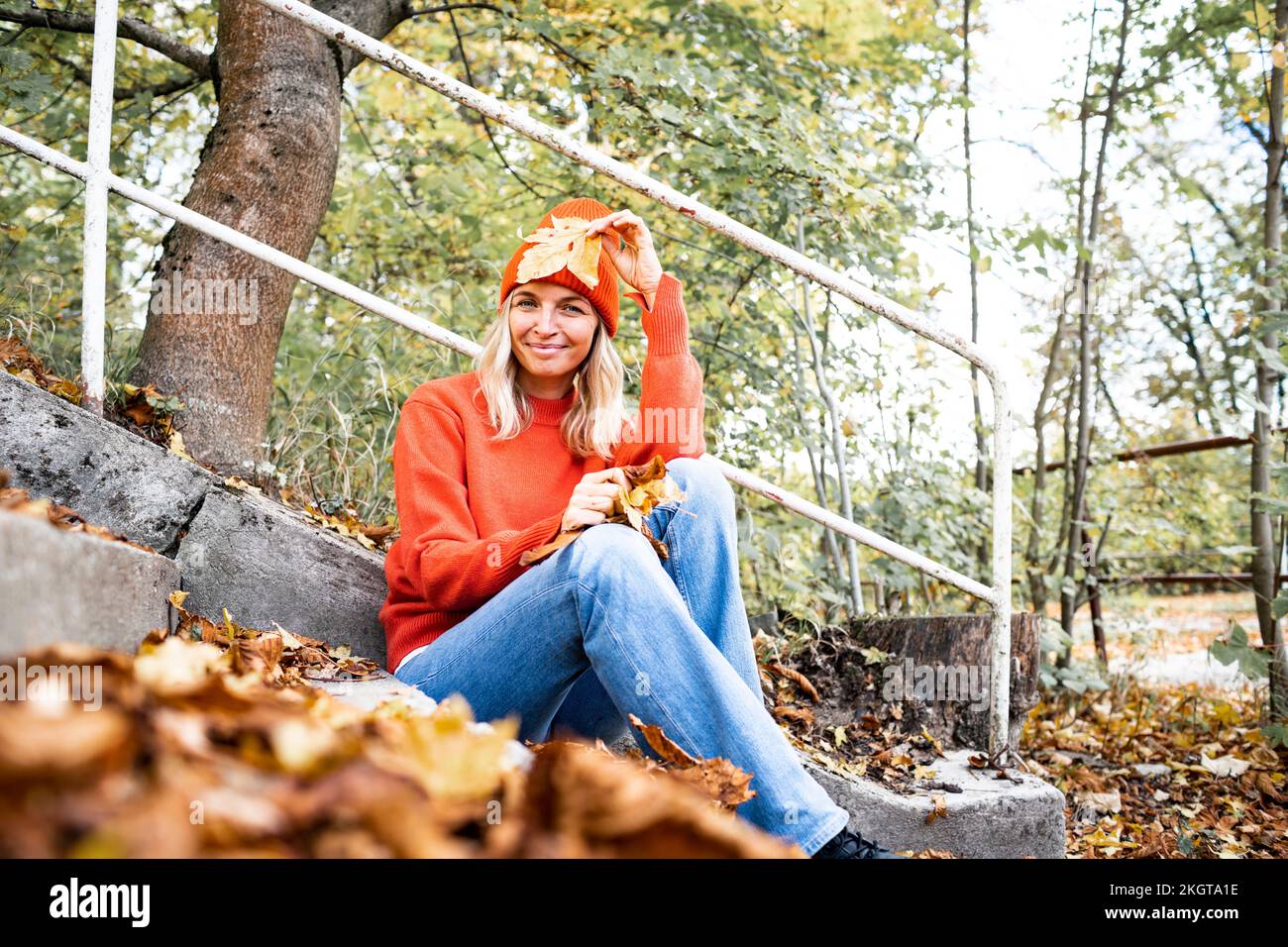 Mature woman outdoors autumn hi-res stock photography and images - Alamy