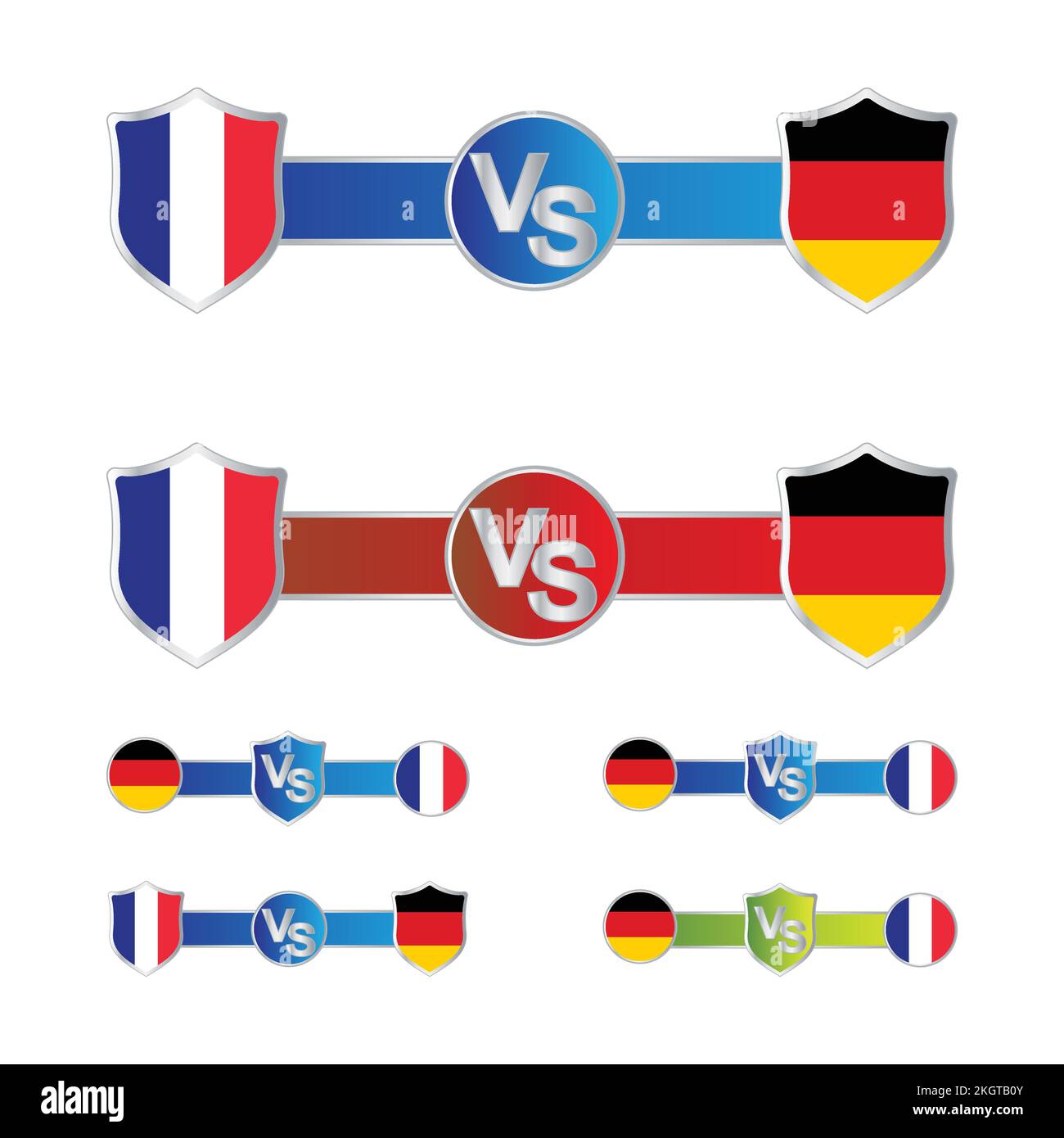 Football match scoreboard. Shield shapes and blue color lower thirds for sports like soccer or football. France VS Germany vector illustration scorebo Stock Vector